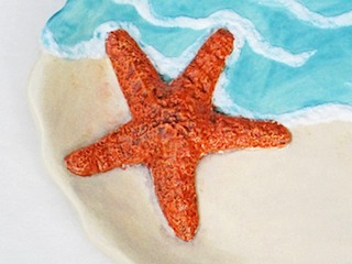 Detail of starfish oval platter