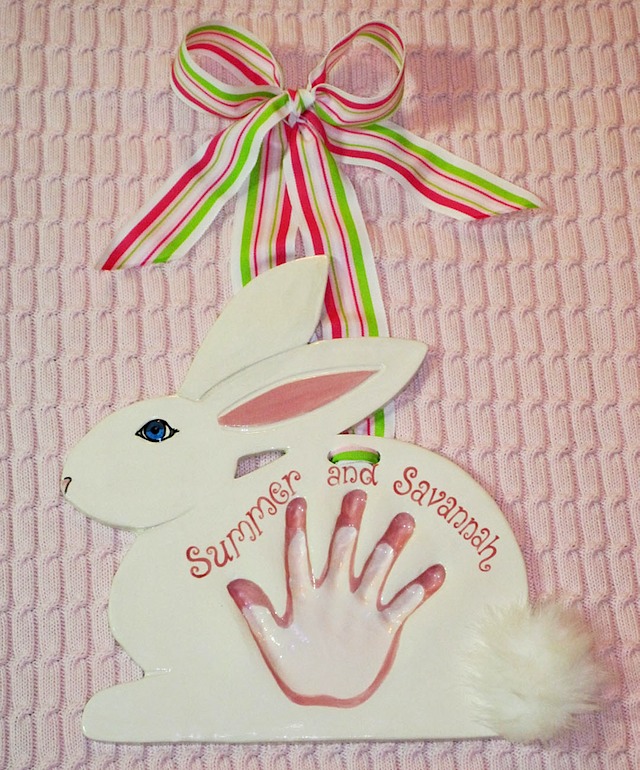 Easter Bunny hand in hand impression