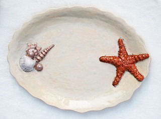 Sandy Beach oval seashell platter